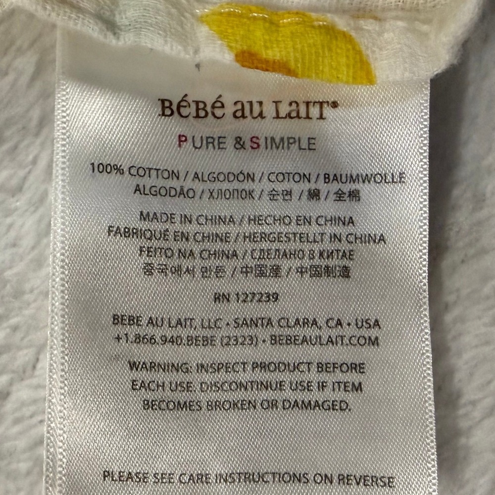 Bebe au Lait OS Yellow Peach Fruit 100% Cotton Muslin Swaddle Baby Blanket Cozy - Picture 5 of 7